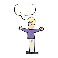 cartoon happy man with speech bubble N389