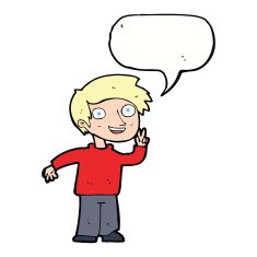 cartoon boy posing for photo with speech bubble N8