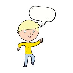 cartoon happy pointing with speech bubble N9