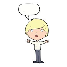 Cartoon happy boy with speech bubble N197