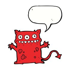 cartoon little monster with speech bubble N26