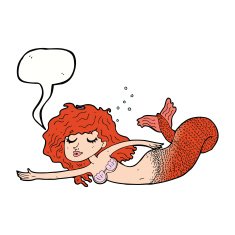 cartoon mermaid with speech bubble N57