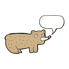 funny cartoon bear with speech bubble N28