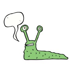 cartoon slug with speech bubble N15