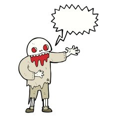 cartoon spooky zombie with speech bubble N9