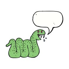 cartoon snake with speech bubble N55