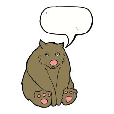 cartoon sad bear with speech bubble