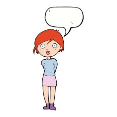 cartoon surprised girl with speech bubble N17