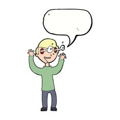 cartoon man with popping out eyes speech bubble N25