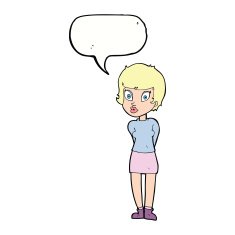 cartoon pretty woman with speech bubble N231