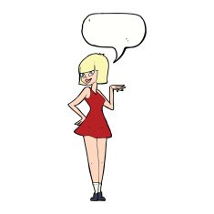 cartoon pretty woman with speech bubble N232
