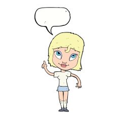 cartoon woman with idea speech bubble N215