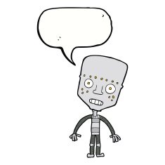 cartoon robot with speech bubble N159