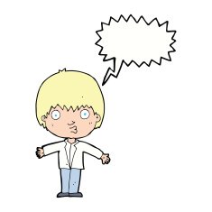 cartoon amazed boy with speech bubble N14
