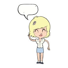 cartoon pretty woman with idea speech bubble N62