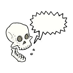 cartoon laughing skull with speech bubble N9