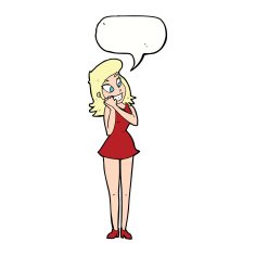 cartoon excited woman with speech bubble N114