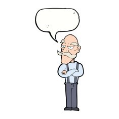 cartoon bored old man with speech bubble N13