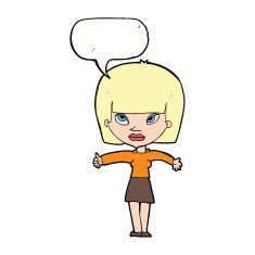 cartoon woman giving thumbs up symbol with speech bubble N59