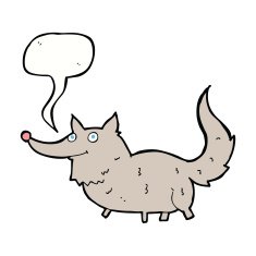 cartoon little wolf with speech bubble N16