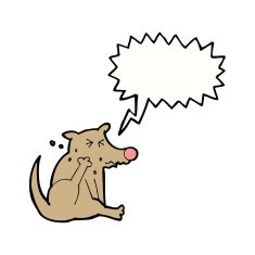 cartoon dog scratching with speech bubble N9