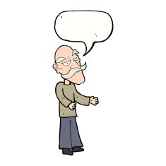 cartoon old man with mustache speech bubble N25