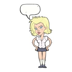 cartoon woman with hands on hips speech bubble N185