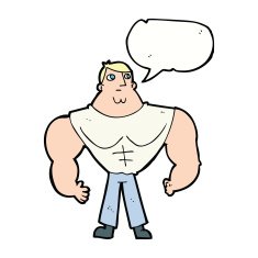 cartoon body builder with speech bubble N9