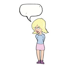 cartoon annoyed woman with speech bubble N157