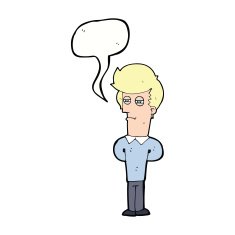 cartoon jaded man with speech bubble N13