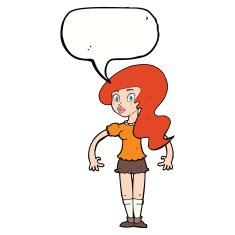 cartoon pretty woman with speech bubble N233