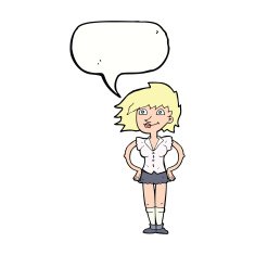 cartoon woman with hands on hips speech bubble N186
