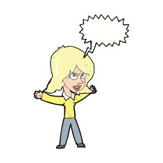 cartoon woman gesturing with speech bubble N25