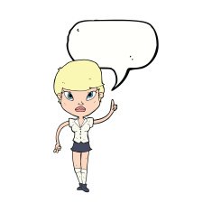 cartoon woman with idea speech bubble N216