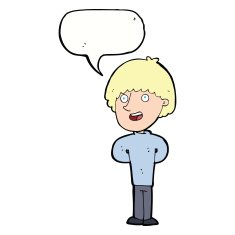 cartoon happy man with speech bubble N393