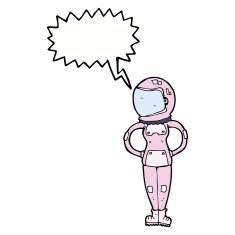 cartoon female astronaut with speech bubble N26