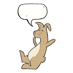 cartoon hare with speech bubble