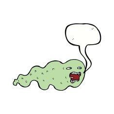 cartoon ghost with speech bubble N21