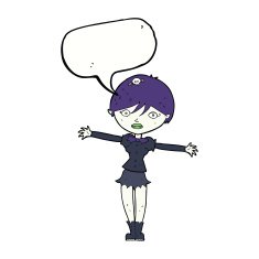 cartoon vampire girl with speech bubble N195