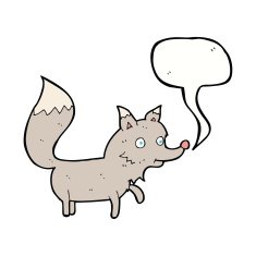 cartoon wolf cub with speech bubble N9