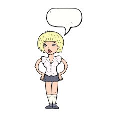 cartoon woman with hands on hips speech bubble N187