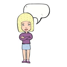 cartoon woman with crossed arms speech bubble N45