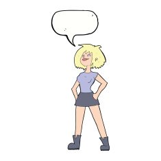 cartoon capable woman with speech bubble N9