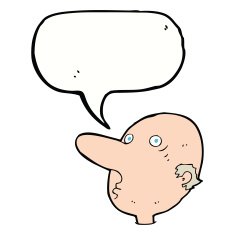 cartoon balding man with speech bubble N17
