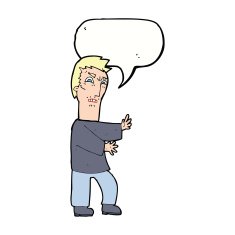 cartoon angry man with speech bubble N75