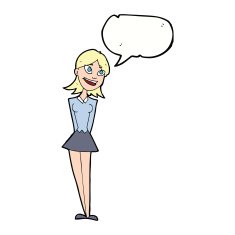 cartoon happy woman with speech bubble N219
