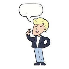 cartoon cool guy snapping fingers with speech bubble N9