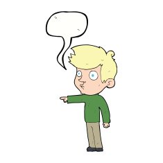 cartoon pointing boy with speech bubble N27