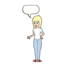 cartoon woman explaining with speech bubble N41