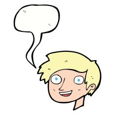 cartoon happy boy face with speech bubble N41
